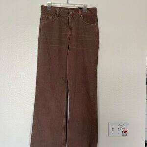 Brown Wide-Leg H&M High Waist Jeans
